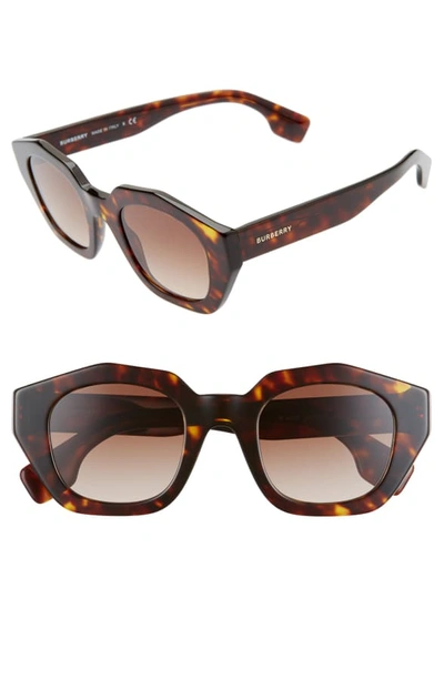 Shop Burberry 46mm Geometric Sunglasses - Dark Havana