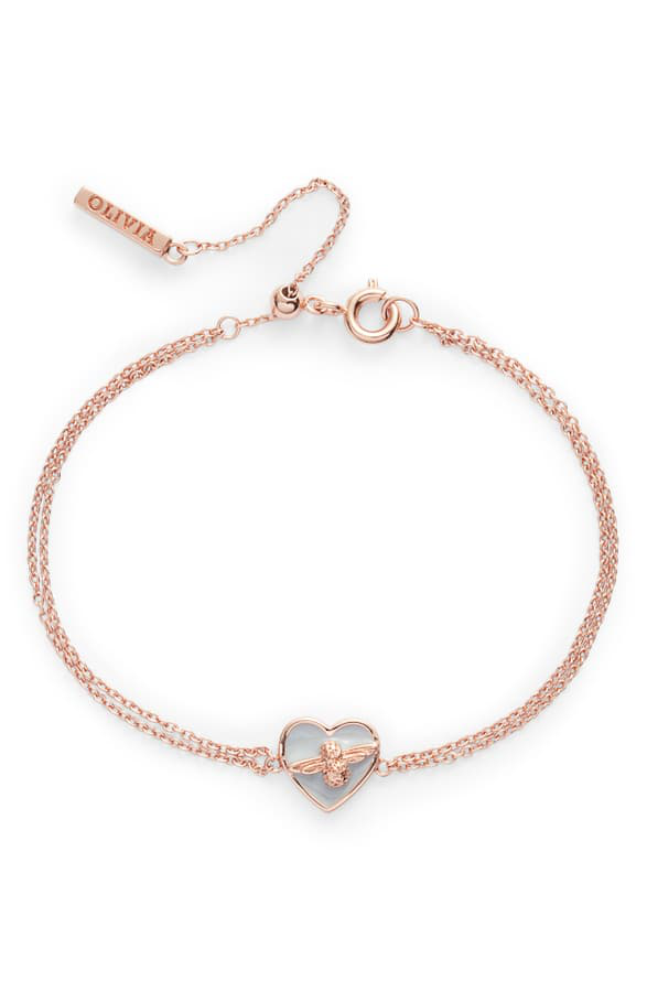 Olivia Burton Love Bug Heart Chain Bracelet In Rose Gold | ModeSens
