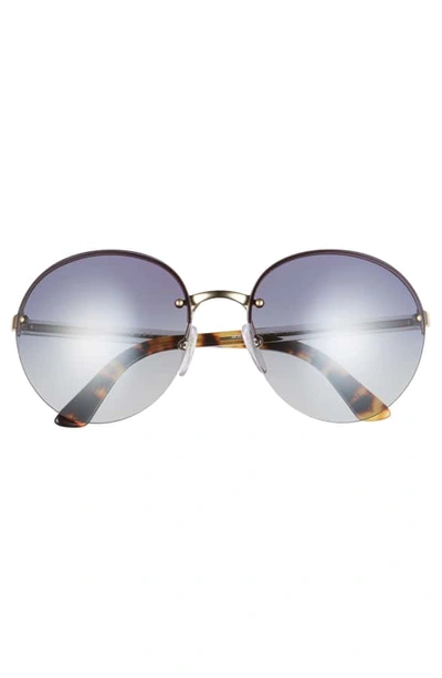 Shop Prada 61mm Rimless Round Sunglasses In Blue/ Gold/ Blue Mirror