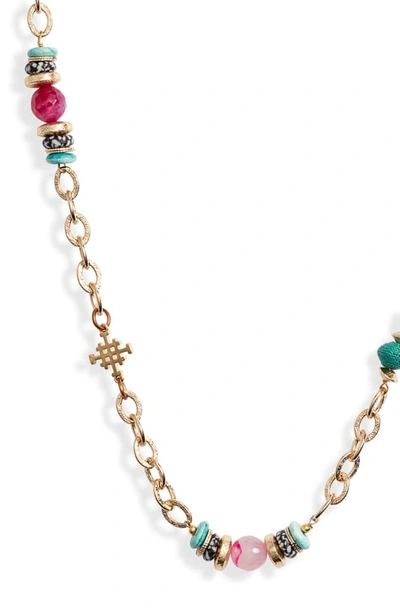 Shop Akola Nash Long Beaded Necklace In Gold/ Multi