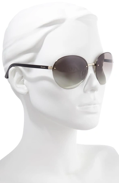 Shop Prada 61mm Rimless Round Sunglasses In Black/ Gold/ Grey Solid
