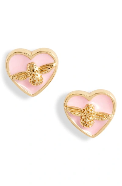 Shop Olivia Burton Love Bug Stud Earrings In Pink/ Gold