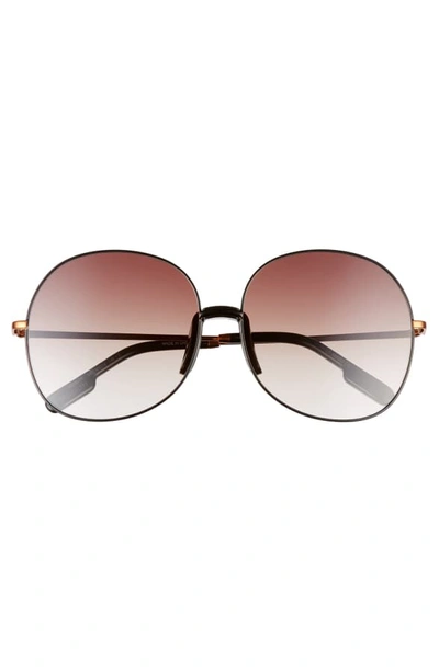 Shop Kenzo 60mm International Fit Round Sunglasses In Dk Bronze/blk/gradient Brn