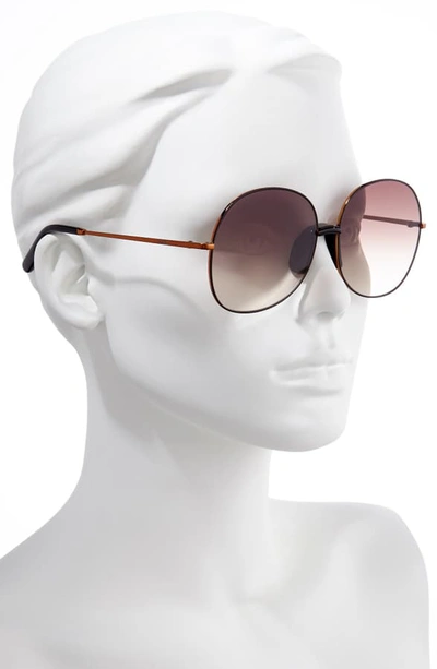 Shop Kenzo 60mm International Fit Round Sunglasses In Dk Bronze/blk/gradient Brn
