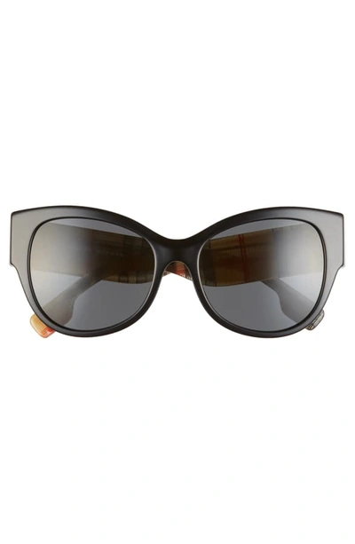 Shop Burberry 54mm Butterfly Sunglasses In Black/ Checkered/ Black Solid