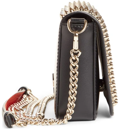 Shop Christian Louboutin Zoompouch Spiked Leather Clutch - Black In Black/ Gold