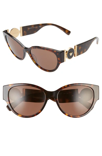 Shop Versace 56mm Cat Eye Sunglasses In Havana/ Brown Solid