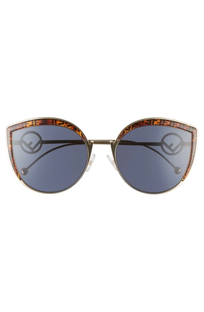 Shop Fendi 58mm Metal Butterfly Sunglasses In Gold/ Pattern/ Blue