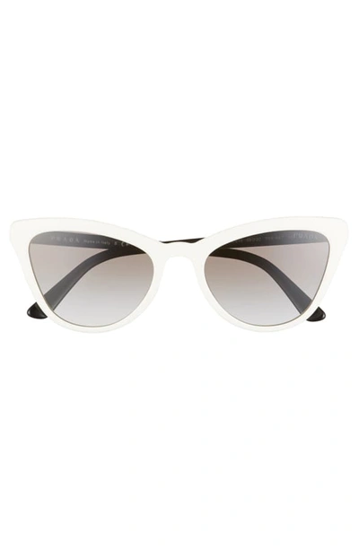 Shop Prada 56mm Cat Eye Sunglasses In White/ Grey Gradient