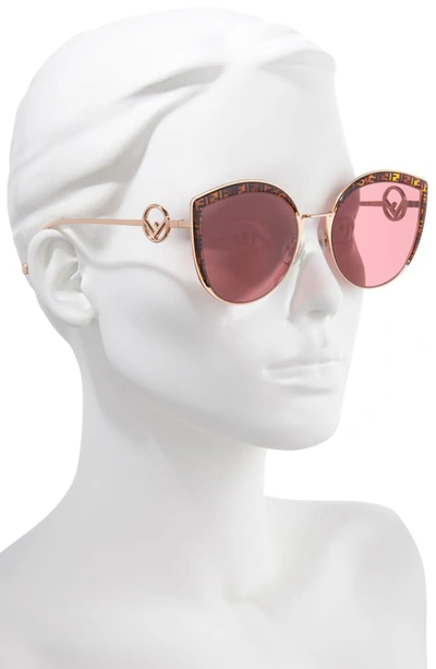 Shop Fendi 58mm Metal Butterfly Sunglasses In Gold Copper/ Pattern