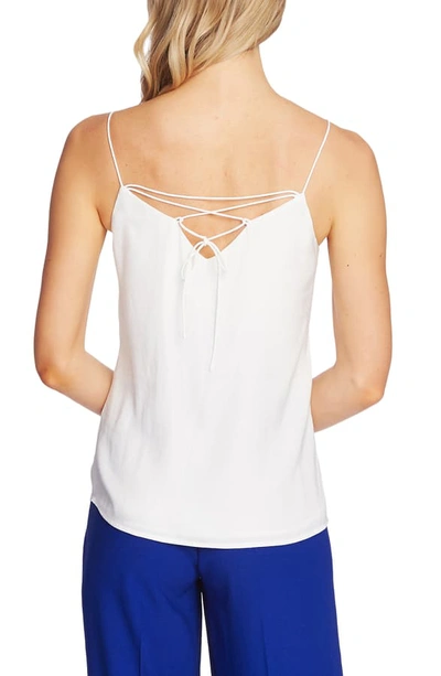 Shop Vince Camuto Lace Up Back Rumpled Satin Camisole In New Ivory