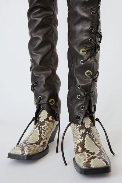 Shop Acne Studios Snake Print Boots Off White