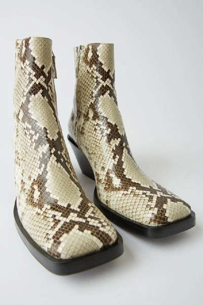 Shop Acne Studios Snake Print Boots Off White