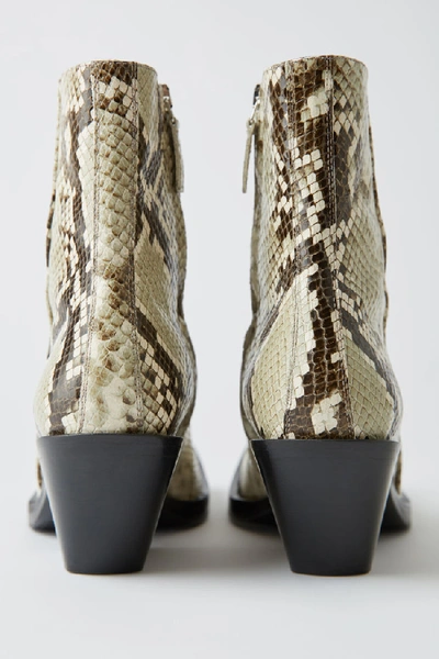 Shop Acne Studios Snake Print Boots Off White