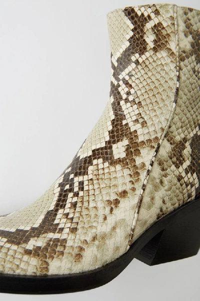 Shop Acne Studios Snake Print Boots Off White