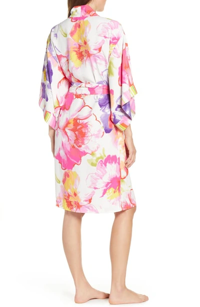 Shop Natori Soleil Floral Print Robe In Mlt Ht Pink Multi
