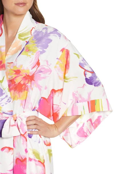 Shop Natori Soleil Floral Print Robe In Mlt Ht Pink Multi