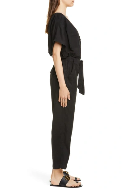 Shop Joie Frodina Short Sleeve Lyocell Jumpsuit In Caviar