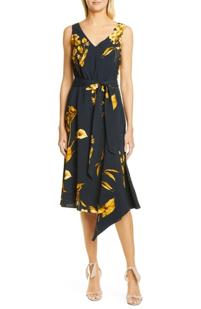 Shop Ted Baker Fantasia Asymmetrical Dress In Dark Blue