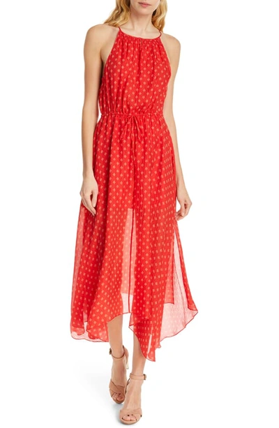 Shop Joie Matalina Crinkled Silk Halter Dress In Tropic Red