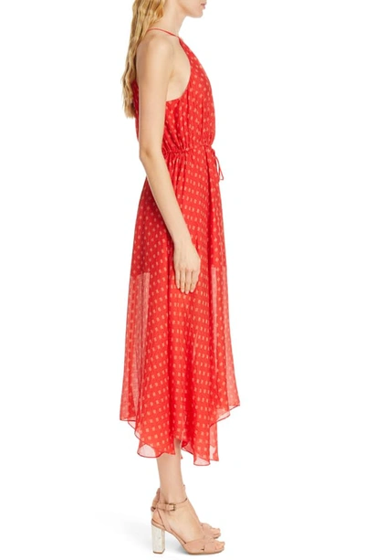 Shop Joie Matalina Crinkled Silk Halter Dress In Tropic Red