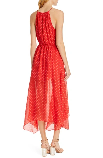 Shop Joie Matalina Crinkled Silk Halter Dress In Tropic Red
