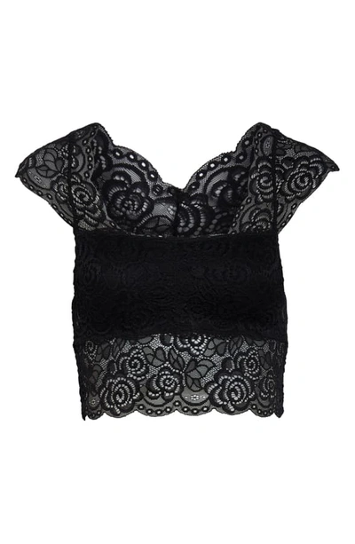 Shop Free People Chase Me Lace Brami Crop Top In Black