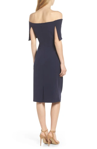 Shop Vince Camuto Popover Cocktail Dress In Navy