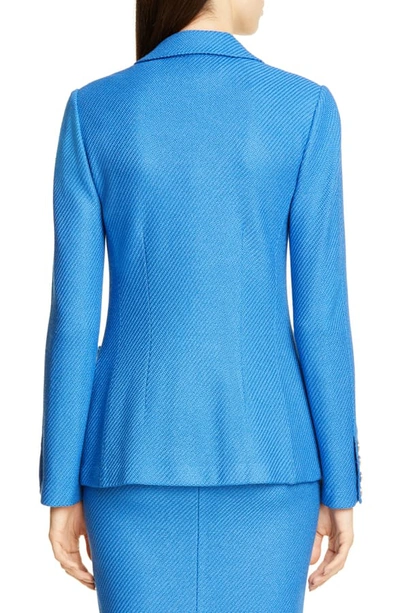 Shop St John Sarga Knit Twill Jacket In Lake Blue