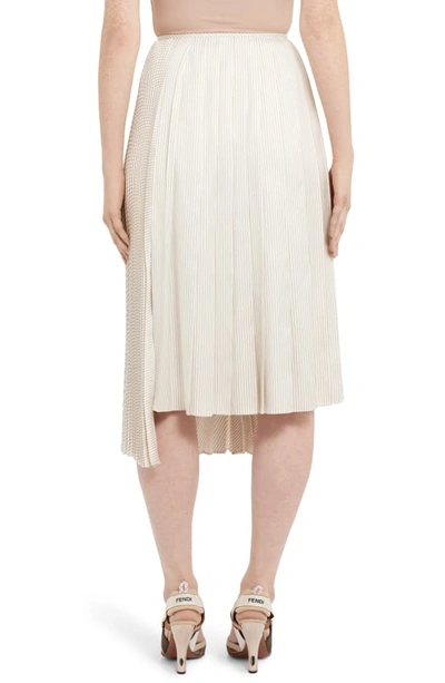 Shop Fendi Pinstripe Layered Silk Skirt In White
