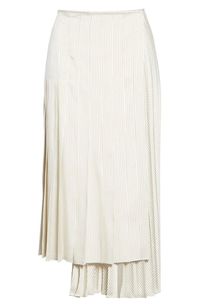 Shop Fendi Pinstripe Layered Silk Skirt In White