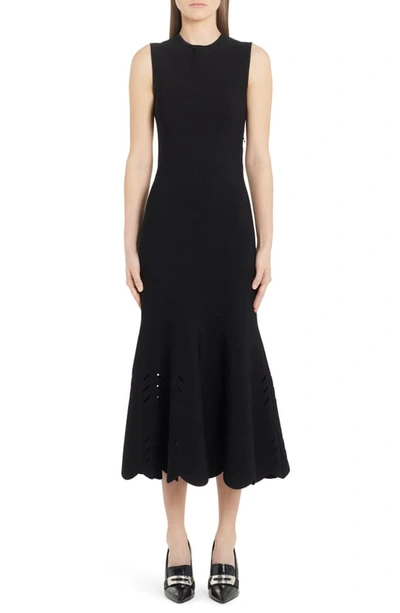 Shop Alexander Mcqueen Cutout Scallop Hem Midi Sweater Dress In Black