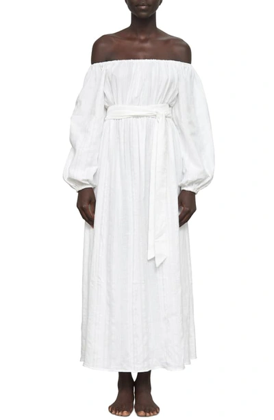 Shop Mara Hoffman Malika Organic Cotton Off The Shoulder Cover-up Maxi Dress In White