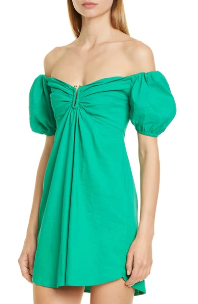 Shop A.l.c Aniston Off The Shoulder Babydoll Dress In Jade