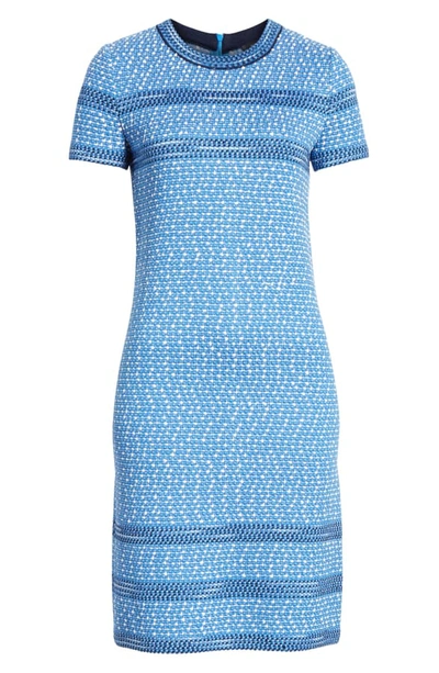 Shop St John Engineered Coastal Texture Tweed Knit Dress In White/ Lake Multi