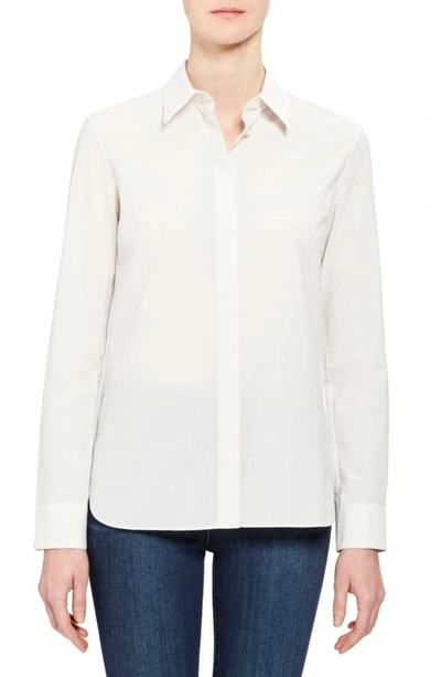 Shop Theory Classic Straight Shirt In Beige Multi