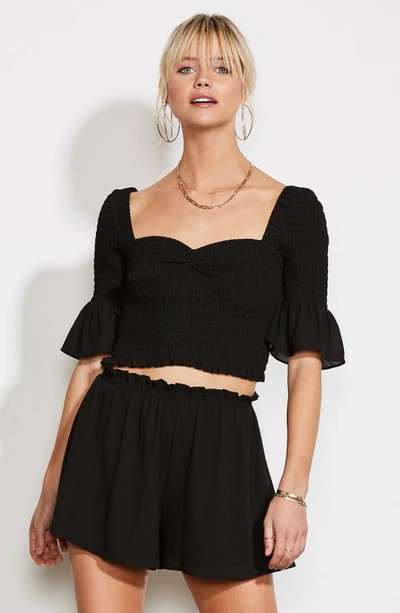 Shop Ali & Jay Hola Chica Smocked Two-piece Georgette Romper In Black