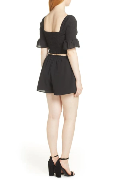 Shop Ali & Jay Hola Chica Smocked Two-piece Georgette Romper In Black