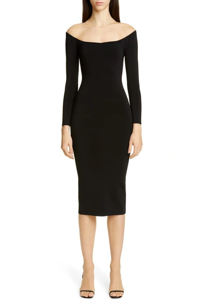 Shop Alexander Wang Long Sleeve Illusion Neck Body-con Sweater Dress In Black