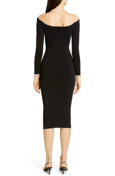 Shop Alexander Wang Long Sleeve Illusion Neck Body-con Sweater Dress In Black