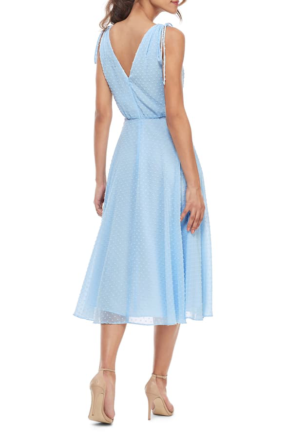 hillary clip dot chiffon midi dress