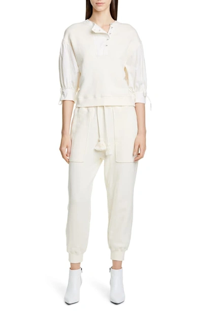 Shop Ulla Johnson Riis Contrast Sleeve Top In Blanc