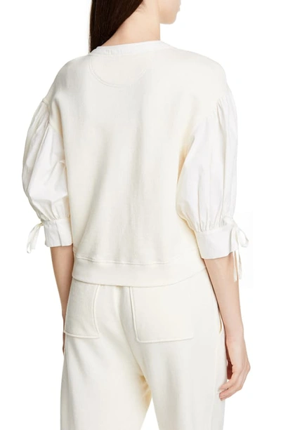 Shop Ulla Johnson Riis Contrast Sleeve Top In Blanc