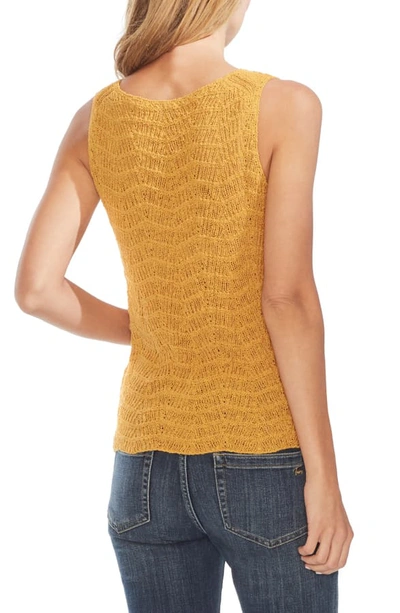 Shop Vince Camuto Wave Stitch Sleeveless Sweater In Amber Sun