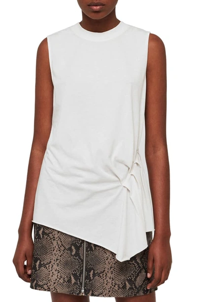 Shop Allsaints Duma Asymmetrical Tank In Smog White