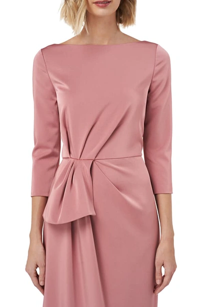 Shop Kay Unger Gathered Waist Evening Dress In Tea Rose