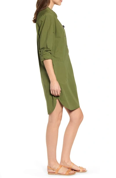 Shop Alex Mill Garment Dyed Popover Shirtdress In Army Green
