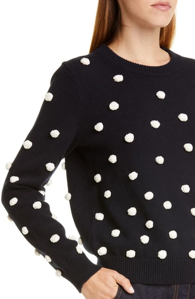 Shop Tory Burch Hand Crocheted Bauble Sweater In Tory Navy