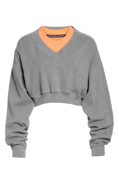 Shop Alexander Wang T Bi-layer Sweatshirt In Heather Grey/ Pink