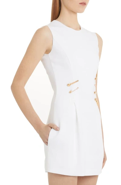 Shop Versace Safety Pin Detail Wool Minidress In White